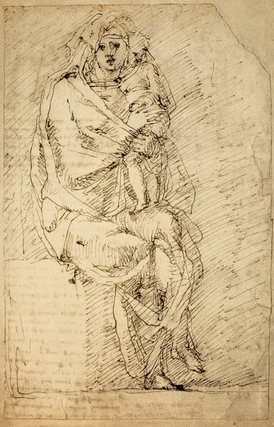 Studio per una Madonna con Bambino, disegno di Michelangelo da Michelangelo Buonarroti